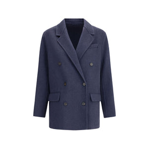 Brunello Cucinelli Blue Cashmere Coat