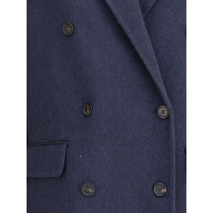 Brunello Cucinelli Blue Cashmere Coat