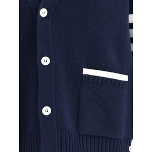 Thom Browne Blue Merino Wool Cardigan
