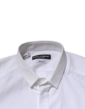 Dolce & Gabbana White Cotton GOLD Long Sleeves Formal Shirt