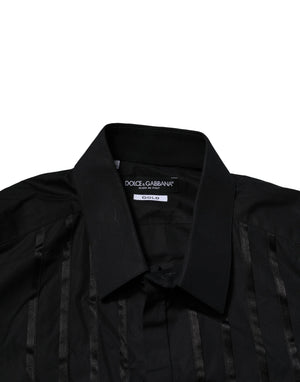 Dolce & Gabbana Black Cotton GOLD Mens Dress Formal Shirt