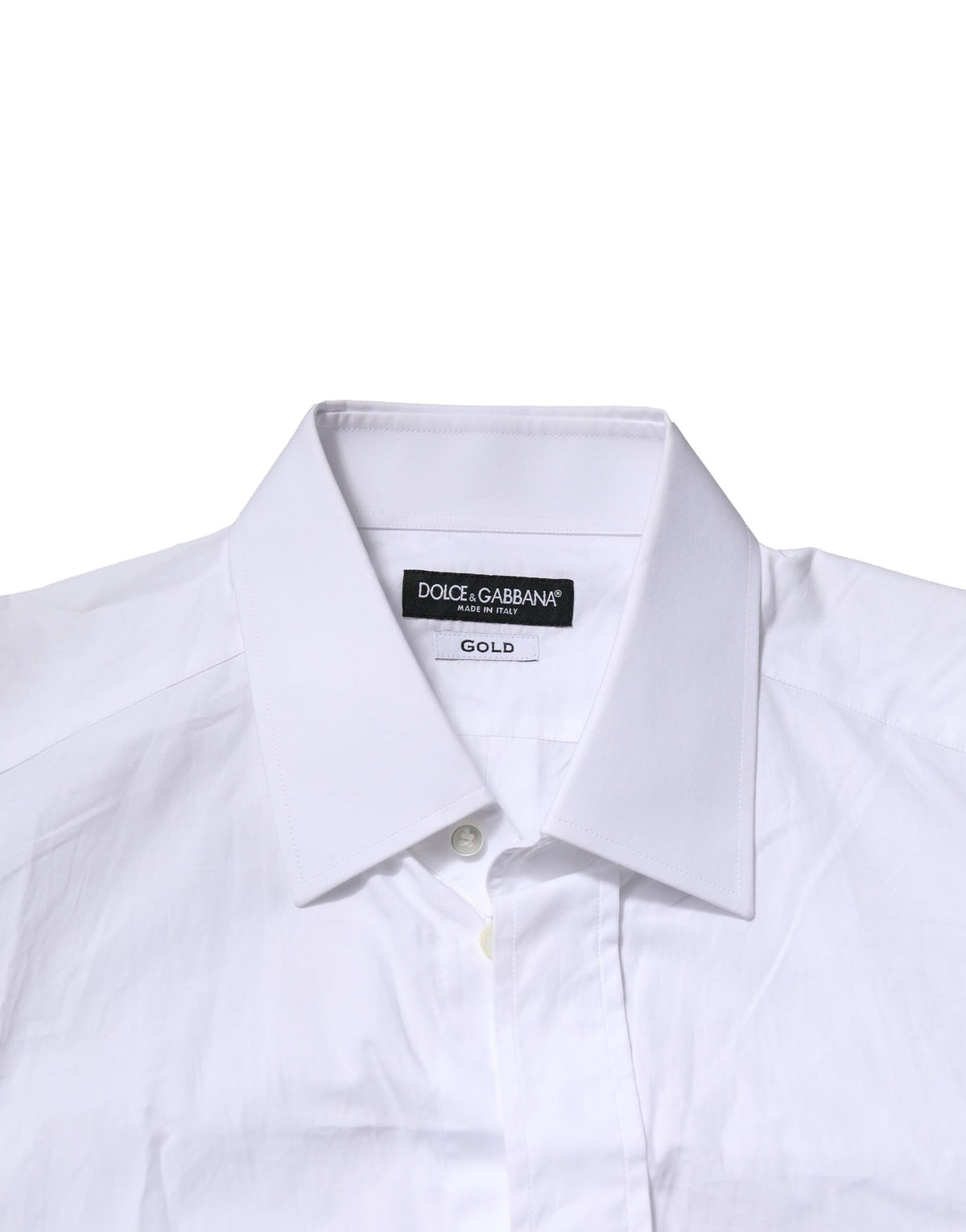 Dolce & Gabbana White GOLD Cotton Men Dress Formal Shirt