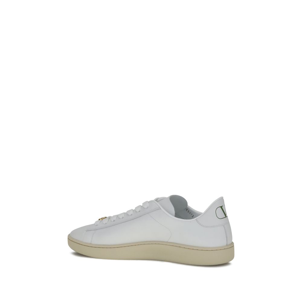 Valentino Garavani White Calf Leather Bos Taurus Low Top Sneakers