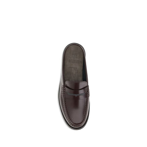 Brunello Cucinelli Brown Calf Leather Bos Taurus Slip-On Loafers