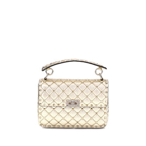 Valentino Garavani Gold Calf Leather Bos Taurus Shoulder Bag
