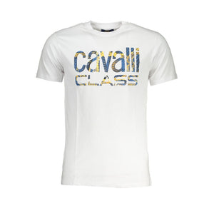 Cavalli Class Bianco Cotton Men T-Shirt