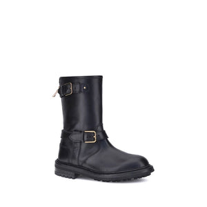 Dolce & Gabbana Black Calf Leather Bos Taurus Lace-Up Boots