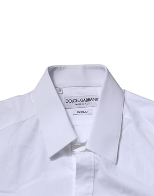 Dolce & Gabbana White Cotton GOLD Long Sleeves Formal Shirt