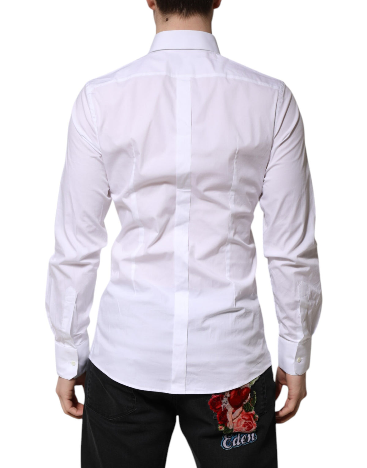 Dolce & Gabbana White Cotton GOLD Long Sleeves Formal Shirt