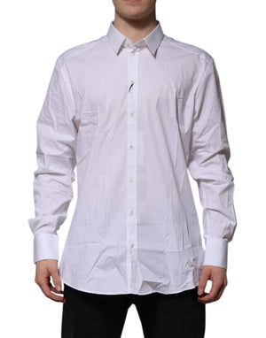 Dolce & Gabbana White Cotton GOLD Long Sleeves Formal Shirt