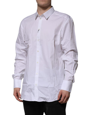 Dolce & Gabbana White Cotton GOLD Long Sleeves Formal Shirt