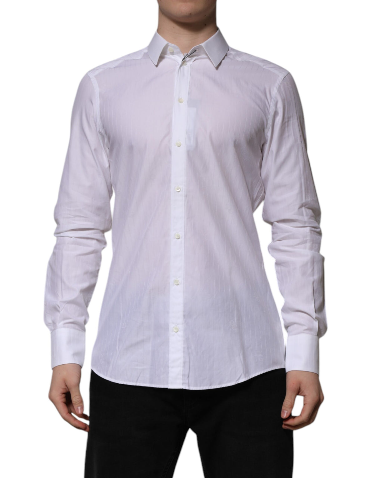 Dolce & Gabbana White Cotton MARTINI Long Sleeve Formal Shirt