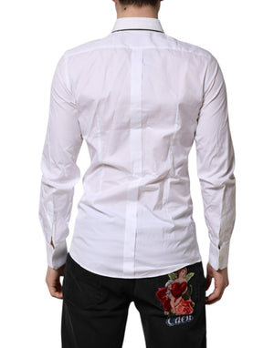 Dolce & Gabbana White Cotton GOLD Long Sleeves Formal Shirt