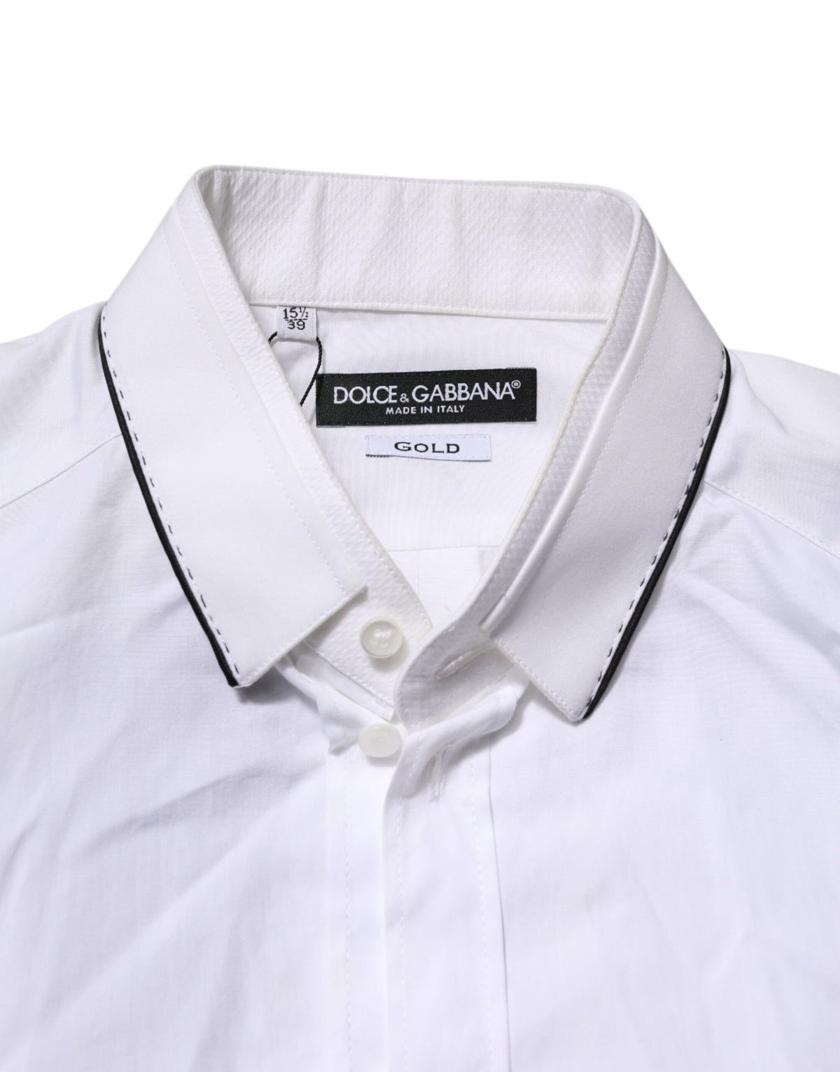 Dolce & Gabbana White Cotton GOLD Long Sleeves Formal Shirt