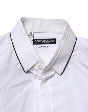 Dolce & Gabbana White Cotton GOLD Long Sleeves Formal Shirt