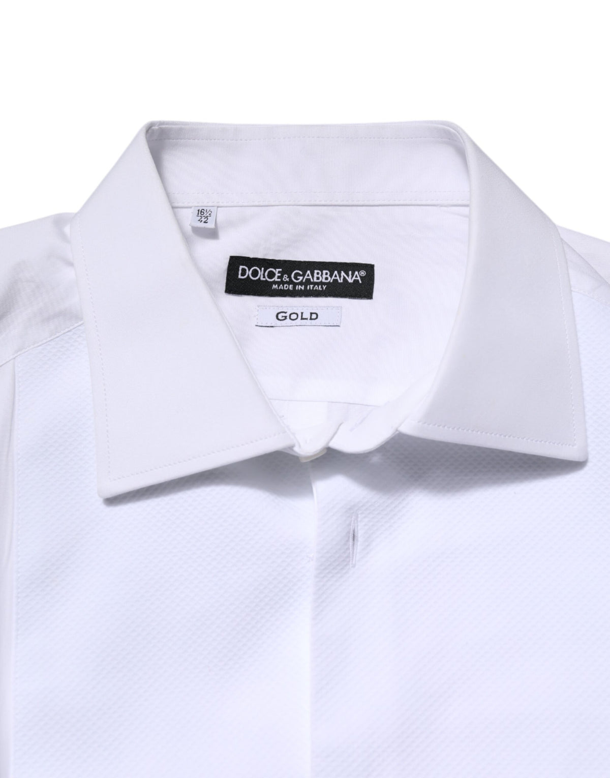 Dolce & Gabbana White Silk Bib Poplin GOLD Men Formal Shirt
