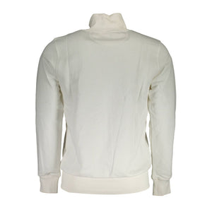 La Martina White Cotton Men Sweater With Zip and Pockets