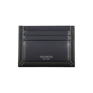 Tommy Hilfiger Sleek Blue Leather Card Holder with Contrast Detail