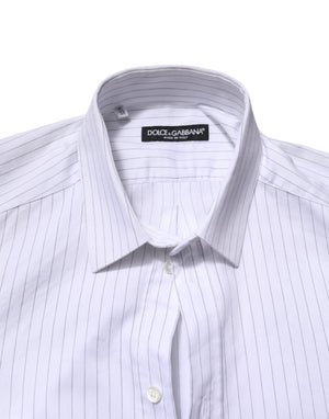 Dolce & Gabbana White Stripes Cotton Long Sleeve Formal Shirt