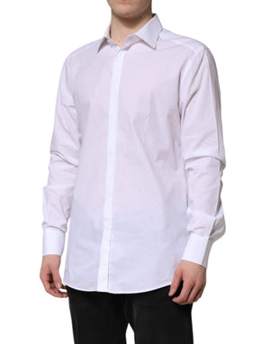 Dolce & Gabbana White GOLD Cotton Long Sleeves Formal Shirt