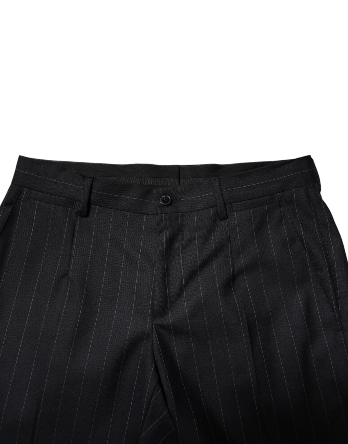 Dolce & Gabbana Black Wool Striped Formal Pants