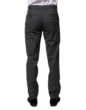 Dolce & Gabbana Gray Striped Cotton Formal Pants