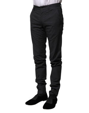 Dolce & Gabbana Gray Striped Cotton Formal Pants