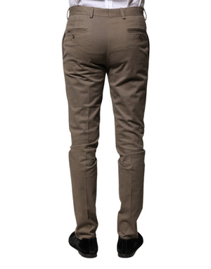 BENCIVENGA Brown Cotton Tapered Formal Dress Pants