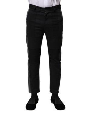 Dolce & Gabbana Black Gray Fantasy Cotton Formal Slim Pants