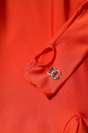 Dolce & Gabbana Red Nylon Turtleneck Bodycon Jumpsuit Dress