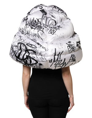 Dolce & Gabbana White Polyester Printed Hood Quilted Hat