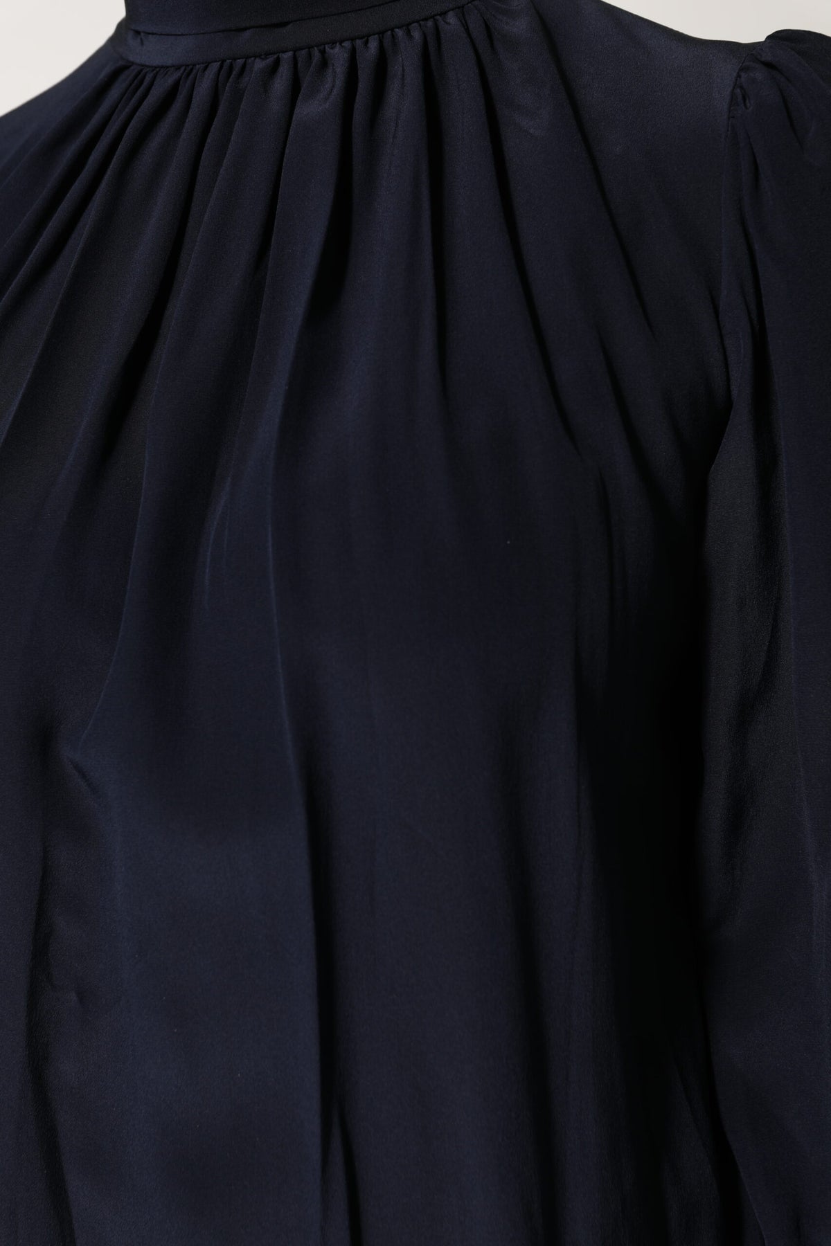 Dolce & Gabbana Blue Silk Mock Neck Long Sleeves Blouse Top