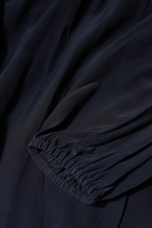 Dolce & Gabbana Blue Silk Mock Neck Long Sleeves Blouse Top