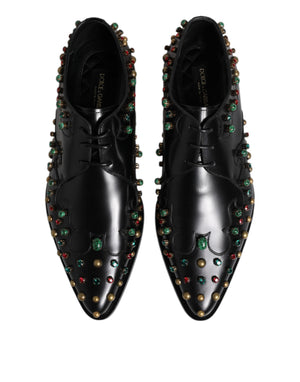 Dolce & Gabbana Black Leather Derby Dress Studded Shoes