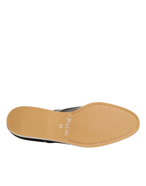 Pollini Dark Brown Leather Derby Lace Up Dress Formal Shoes