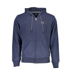 La Martina Blue Cotton Men's Hooded Sweater