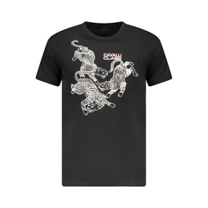 Cavalli Class Black Cotton Men T-Shirt