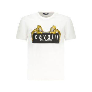 Cavalli Class Bianco Cotton Men T-Shirt