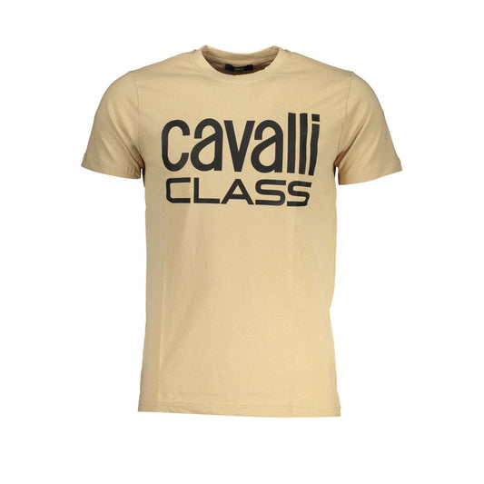 Cavalli Class Beige Cotton Men T-Shirt