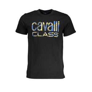 Cavalli Class Black Cotton Men T-Shirt