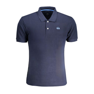 La Martina Blue Cotton Men Polo Shirt