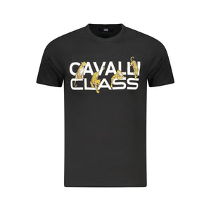 Cavalli Class Black Cotton Men T-Shirt