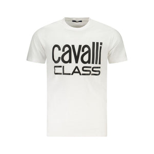 Cavalli Class Bianco Cotton Men T-Shirt