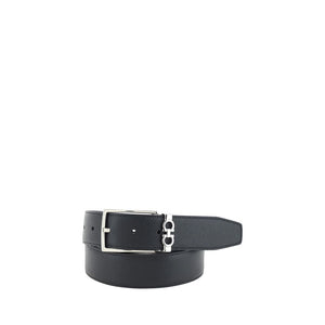 Ferragamo Black Calf Leather Bos Taurus Regular Belt