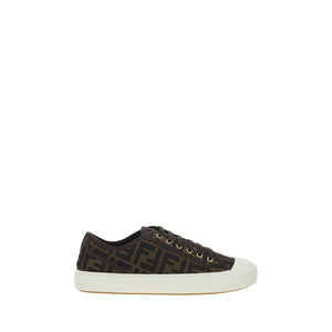 Fendi Brown Polyamide Low Top Sneakers