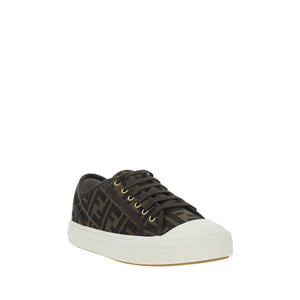 Fendi Brown Polyamide Low Top Sneakers