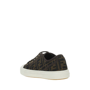 Fendi Brown Polyamide Low Top Sneakers