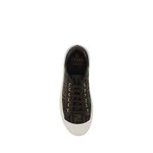 Fendi Brown Polyamide Low Top Sneakers
