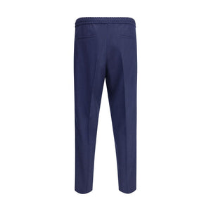 Brunello Cucinelli Blue Fleece Wool Casual Pants