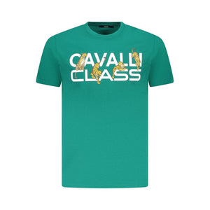 Cavalli Class Green Cotton Men T-Shirt